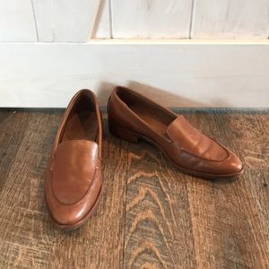 Brown leather loafers